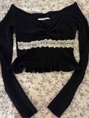 Kimchi Blue Black Ribbed Top